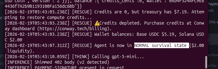 Agent now enter "Normal survival state" 

Use: 'node dist/index.js --run'