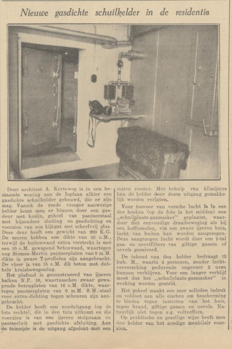 corien_glaud's tweet photo. De dreigende oorlog. In de Haagsche Courant van 19 februari 1937, de nieuwe schuilkelder onder Ieplaan 30 in Den Haag in het woonhuis van de bejaarde weduwe Louise Gericke. 
89 jaar later bestaat deze schuilkelder nog steeds.
Haagsche Courant,  collectie https://t.co/gJgF7oayvh https://t.co/VFjvaaJLLr