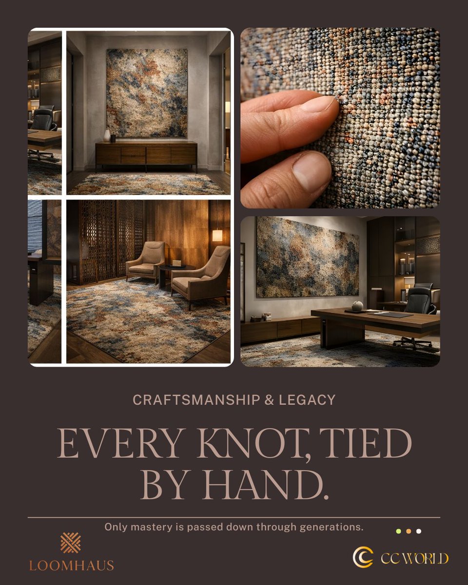 CCWorldindia's tweet photo. This is not a carpet. It is time, discipline, and mastery, woven by hand. For 150 to 200 days, skilled artisans tie knots, one by one, without machines, without shortcuts. A single error demands hours undone.
#ccworld
#ccworldindia
#handknotted
#bespokecarpets
#loomhaus https://t.co/UlCvVJIgrk