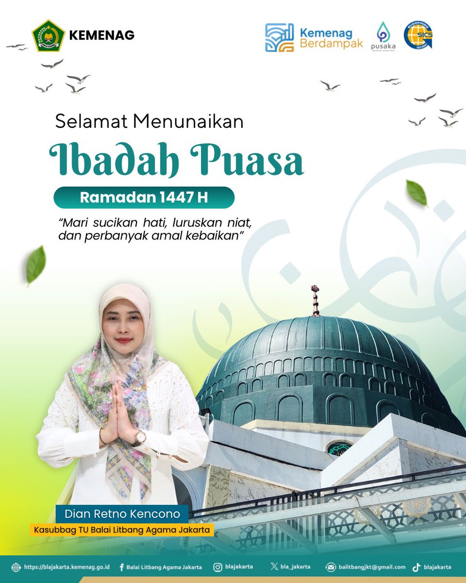 bla_jakarta's tweet image. Keluarga Besar Balai Litbang Agama Jakarta mengucapkan Selamat Menunaikan Ibadah Puasa Ramadan 1447 H 🌙 

 #MarhabanYaRamadan #BLAJakarta #BMBPSDM #KemenagRI