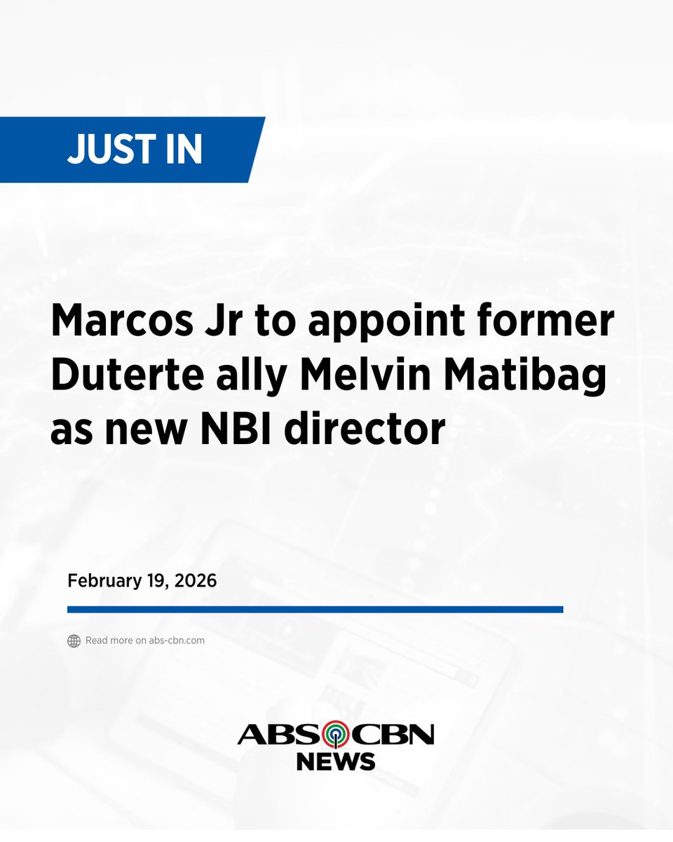 JUST IN: Malacañang says President Ferdinand Marcos Jr. is set to appoint former Duterte ally Atty. Melvin Matibag as the new NBI Director.

PCO Usec. Claire Castro: “Nandoon po yung tiwala. Nakitaan po niya si Atty. Melvin Matibag na maari pagtiwalaan.” | via <a href="/_katrinadomingo/">Kat Domingo</a>