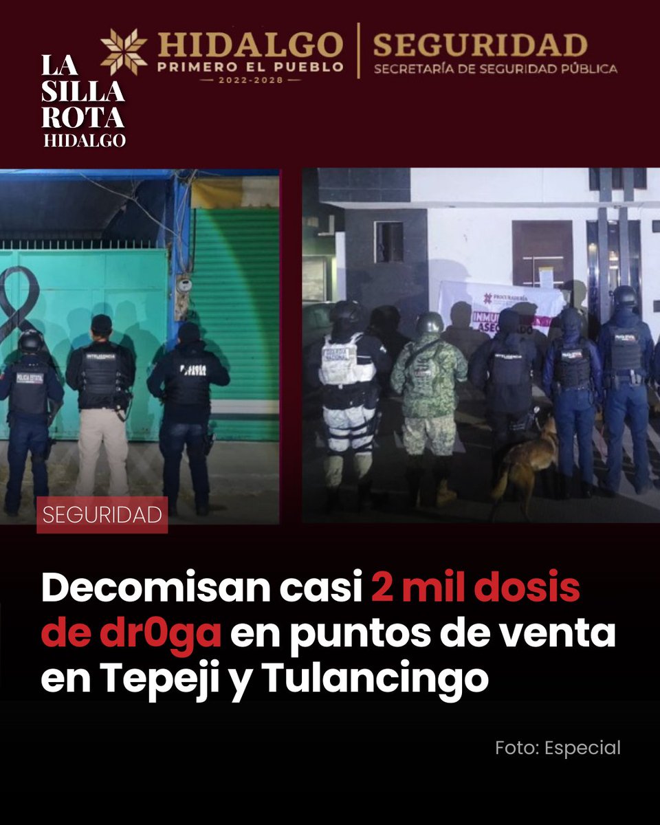 🚨🚔 En dos municipios de Hidalgo se implementaron operativos para el desmantelamiento de puntos de venta de dr0ga.

lasillarota.com/hidalgo/estado…