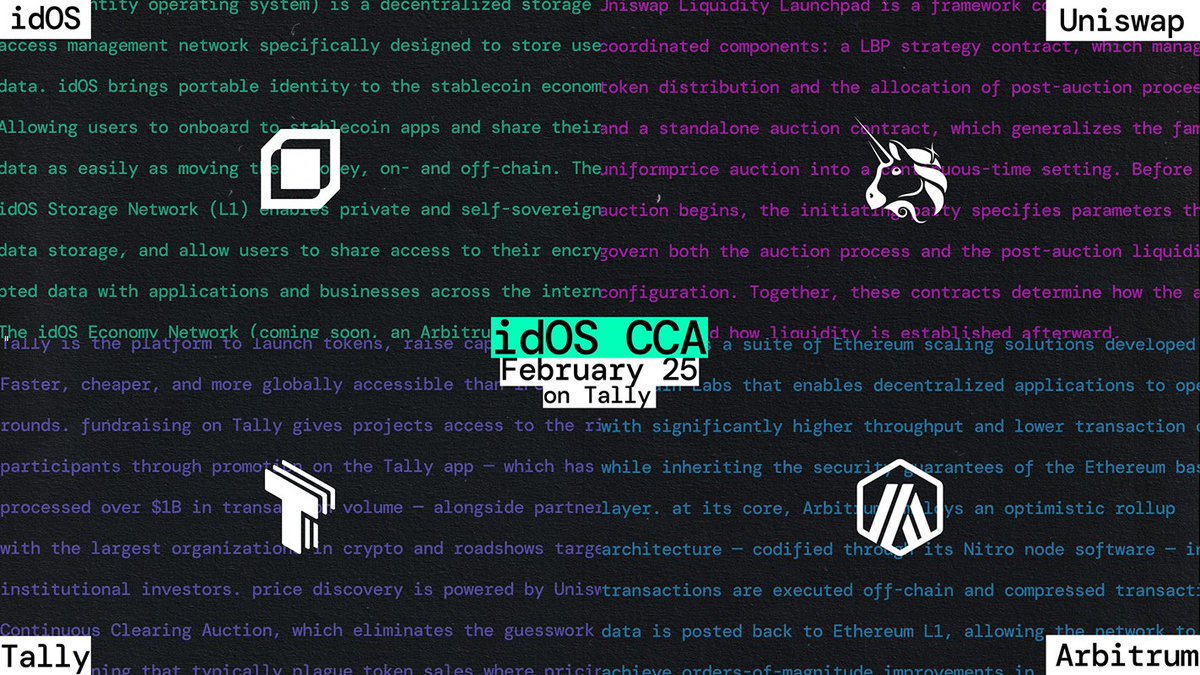 MetaverseJR's tweet image. Everyone has had enough of launches where bots snatch the price in milliseconds and run away. FCFS model has crushed the individual investor every time, we all know that.

@idOS_network is doing something different here. It goes on sale with #Uniswap's CCA mechanism on #Tally.