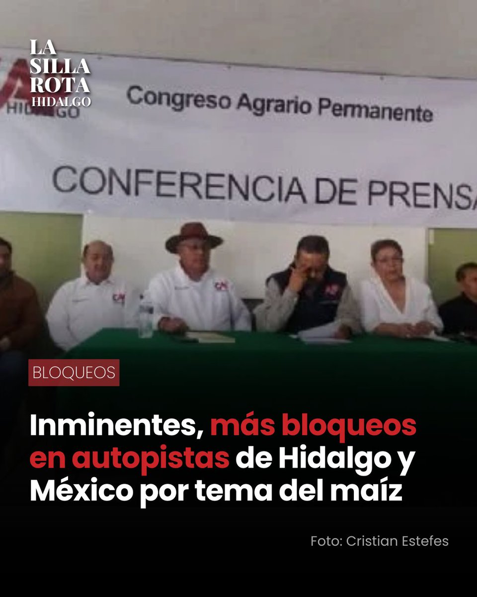 🚜⚠️ Los bloqueos totales registrados en autopistas y carreteras estratégicas del estado de Hidalgo durante octubre de 2025 podrían repetirse de manera inminente, debido a que el conflicto por los #preciosjustos del maíz aún no ha sido resuelto.

lasillarota.com/hidalgo/estado…