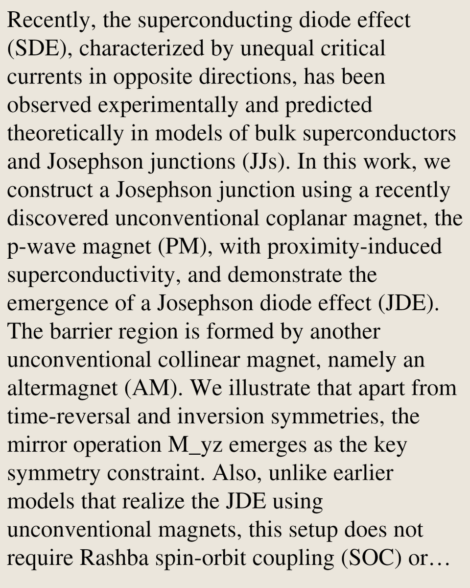 p-wave magnet driven field-free Josephson diode effect

Lovy Sharma, Bimal Ghimire, Manisha Thakurathi
arxiv.org/abs/2602.16677 [𝚌𝚘𝚗𝚍-𝚖𝚊𝚝.𝚜𝚞𝚙𝚛-𝚌𝚘𝚗 𝚌𝚘𝚗𝚍-𝚖𝚊𝚝.𝚖𝚎𝚜-𝚑𝚊𝚕𝚕 𝚌𝚘𝚗𝚍-𝚖𝚊𝚝.𝚜𝚝𝚛-𝚎𝚕]