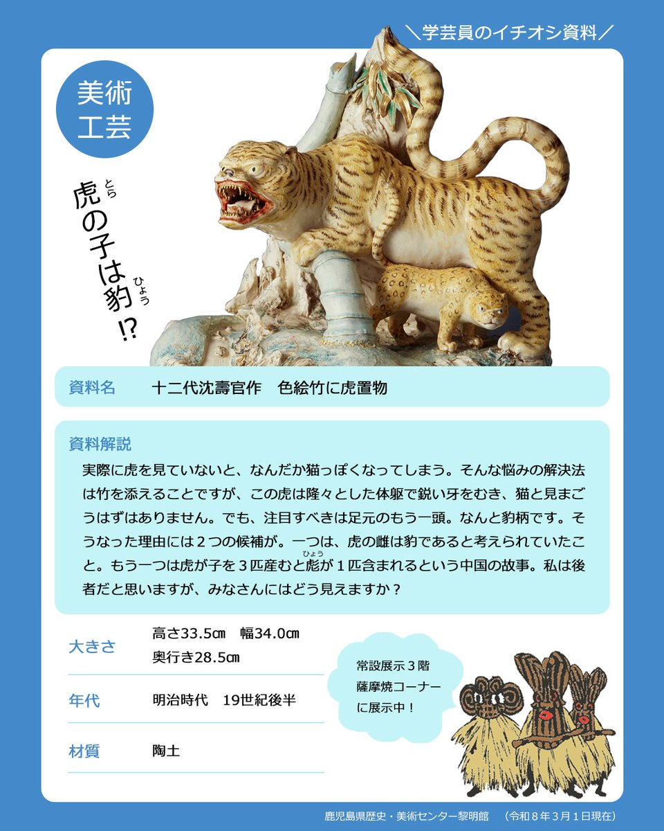 学芸員のイチオシ／ 美術・工芸 虎の子どもは、なんと豹！？ 焼き物と
