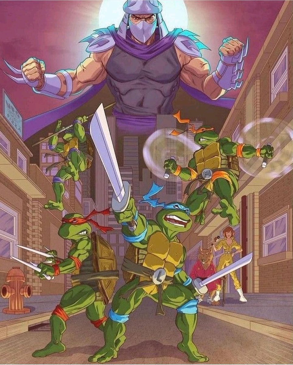 Tortugas, mutantes y ninjas 🐢💥. ¿Cuál era tu héroe favorito de esta épica aventura y sus combates contra Shredder? Michelangelo, Donatello, Leonardo o Rafael, ¡dinos en los comentarios! 🎮🍕 #TortugasNinja #GamingRetro