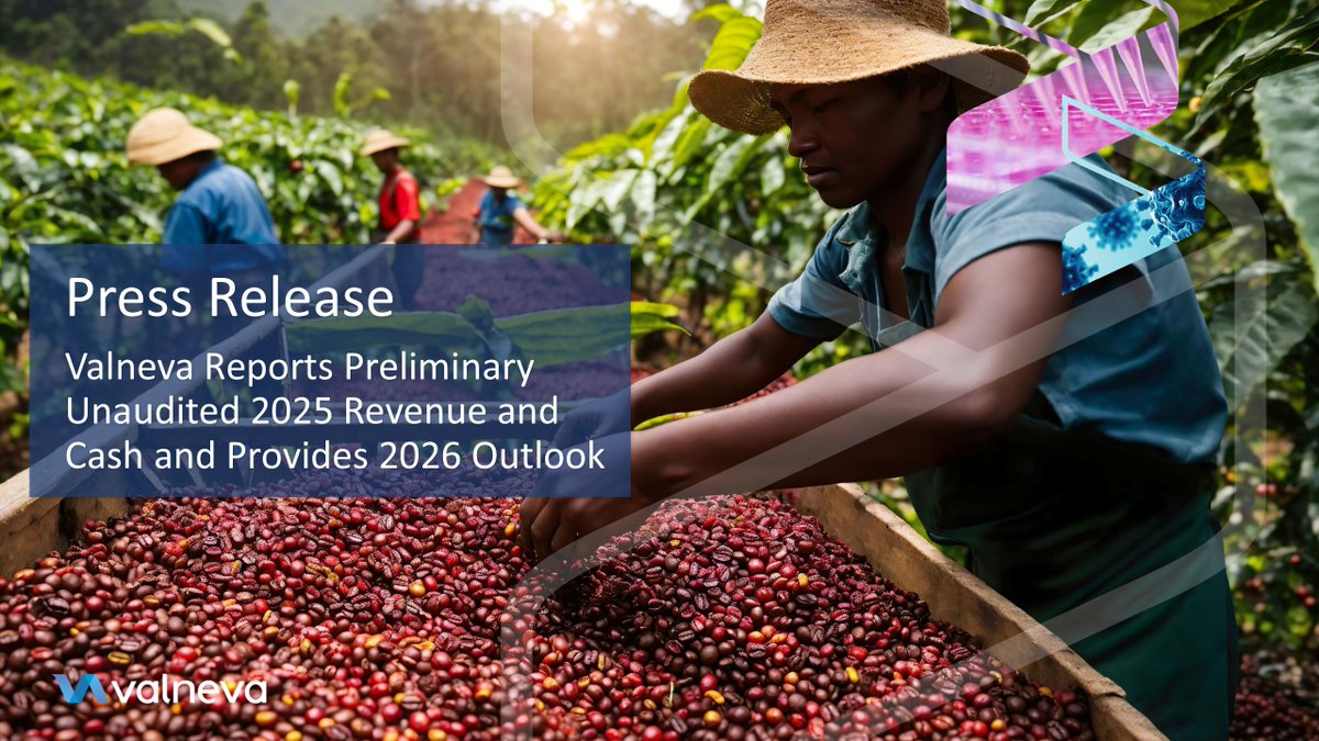 valnevaSE's tweet photo. Valneva Reports Preliminary Unaudited 2025 Revenue and Cash and Provides 2026 Outlook. 

https://t.co/e1fXQL1QWJ https://t.co/ekKKkl7pRZ