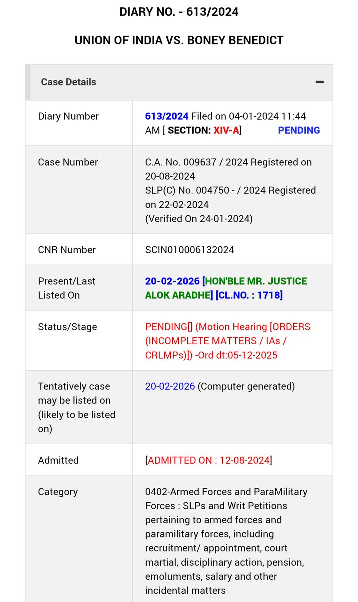 CAPF जवानों के पुरानी पेंशन केस की सुनवाई कल यानी 20 फरवरी 2026 को माननीय सुप्रीम कोर्ट में होनी है।

उम्मीद है जवानों के हित में फैसला आए।