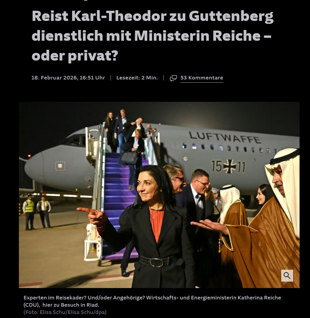 Wurde Katherina Reiche von ihrem Lebensgefährten Karl-Theodor zu Guttenberg auf Dienstreisen begleitet? 
Ja, dazu gibt es Fotos. Abstreiten ist sinnlos. 
Ist ja auch okay, wenn sozusagen der „First Gentleman“ des Wirtschaftsministeriums beim Damenprogramm mitmacht, oder? Die