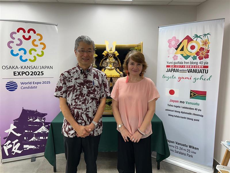 UNOCHA_Pacific's tweet photo. On Tuesday @UNOCHA met H.E. Ambassador Okuda of the Embassy of Japan in Vanuatu to discuss Anticipatory Action, CERF and the Regional Humanitarian Pooled Fund for Asia and the Pacific (South Pacific Envelope). Thank you @japan  for your continued support and engagement! https://t.co/X9Sox7S2fR