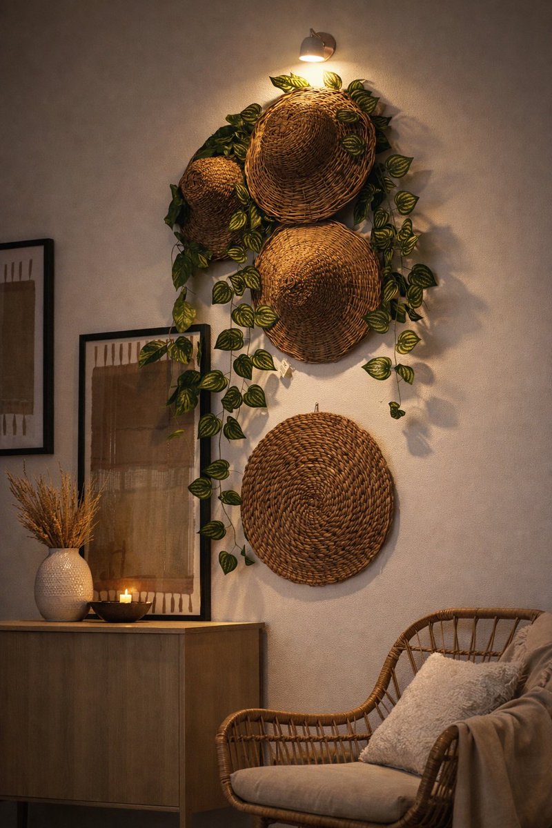 A wall HACK!

Unsightly Meter boxes concealed.

Texture revealed.

Woven water hyacinth rattan hats + Cascading vines = Problem solved beautifully.

Shop at Lekki Town Square

#shopinLekki #home #interiors