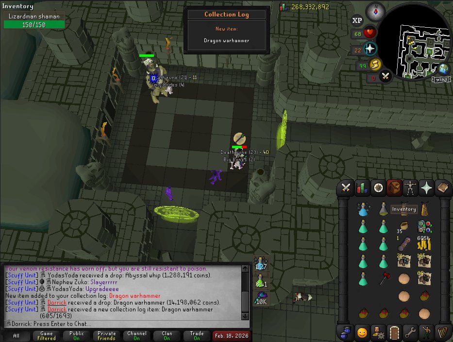 DorrickRS's tweet photo. what an insane weekend of gaming (spooning) #OSRS @ScuffUnit 

hydra's claw - 90 kc
bcp &amp; tassies by 38 kc
dragon warhammer - 3,477 kc
primordial crystal - 555 kc
dragon hunter wand - 54 kc (not pictured) https://t.co/J4305tug46
