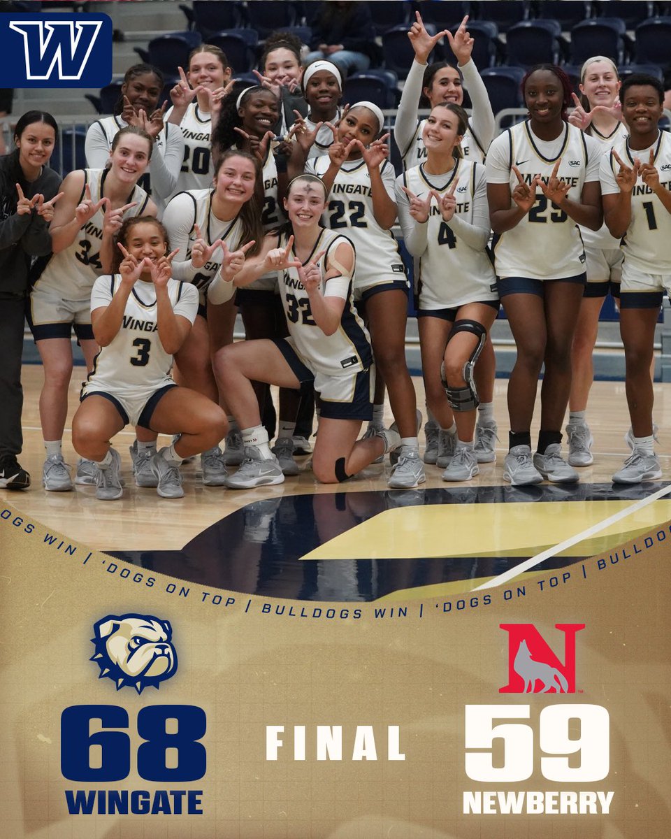 WU_Bulldogs's tweet photo. BULLDOGS WIN!!!!

#WINgate takes down Newberry t68-59 to push the winning streak to 3! 

Bacon led the way with 21 points &amp; 8 rebounds; Merceron added 13 points, Beale had 11 points, 6 assists &amp; 5 boards

#OneDog https://t.co/SflPXUlQO1