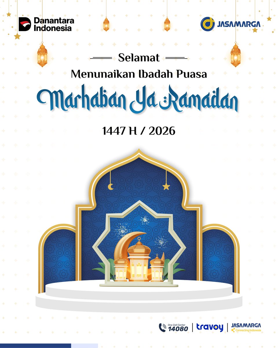 Marhaban Ya Ramadan Kareem ✨

Segenap Keluarga Besar Jasamarga Metropolitan Tollroad mengucapkan Selamat menunaikan ibadah puasa untuk Kawan JM yang menjalankannya 🤍🌙

Semoga bulan suci ini membawa keberkahan, ketenangan, dan semangat kebaikan bagi kita semua.