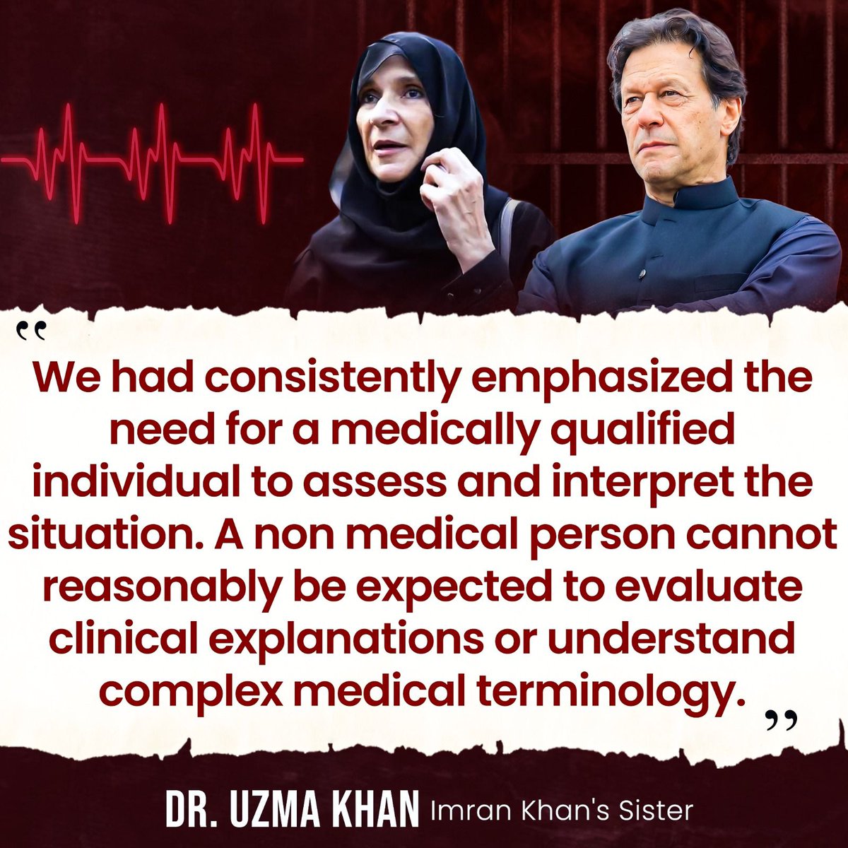 میڈیکل تشویشات کا جواب سائنسی شواہد اور آزادانہ جانچ سے دیا جانا چاہیے۔ یہی اعتماد کی بنیاد ہے۔

#یہ_مجھے_مار_دینگے 
#مزاحمت_خان_کی_رہائی_تک