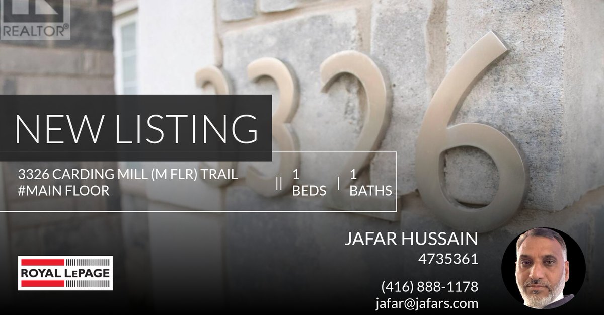 teamjafars's tweet photo. 📍 New Listing 📍 Take a look at this fantastic new property that just hit the market located at 3326 Carding Mill (m Flr) Trail #main Floor in Oakville (go Glenorchy). Reach out here or at (416) 888-1178 for more information https://t.co/anwLGTjYiQ https://t.co/N1msBXKRNx