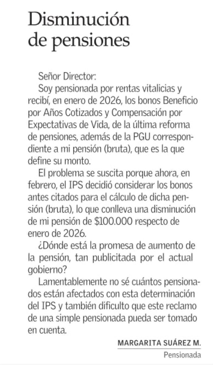 DISMINUCIÓN DE PENSIONES