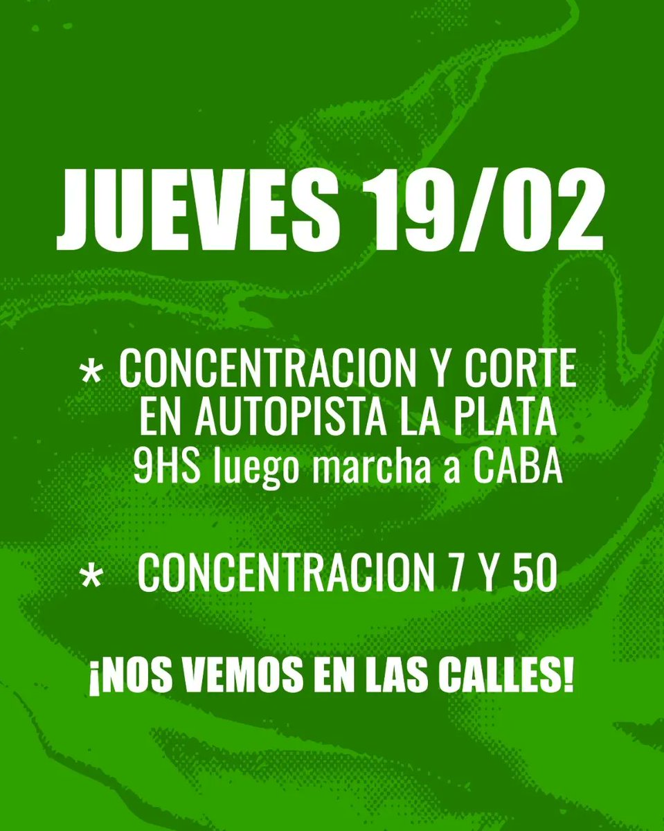 ✊🏾Nuestra lucha es una sola:
​Por nuestrxs jubiladxs y la educación.
​Por la salud pública y el territorio.
​Por el derecho a un trabajo, sin precarización.
​
📢 #PAROGENERAL