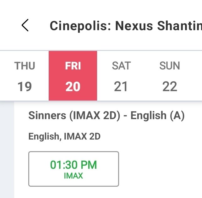 Movies2Theatres's tweet image. This Friday onwards 3 recent classic #Sinners , #F1 and #OBAA re-releases among 4 #IMAX movies listed at @IndiaCinepolis nexus Shantiniketan BLR. Wish they get a re-release in #PVR Koramangala Laser IMAX as well which is yet to update for this Friday.