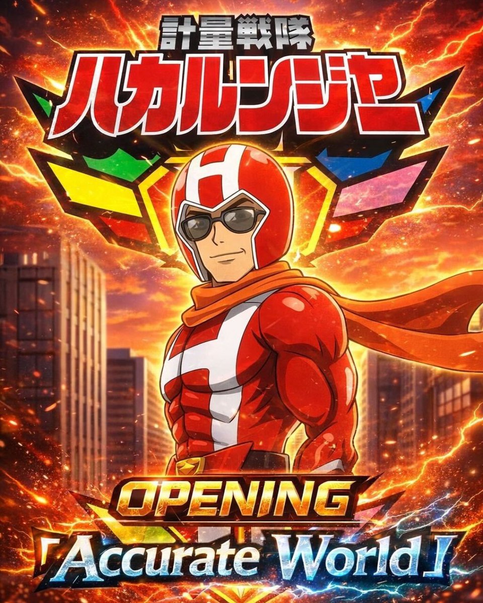 hakarunger's tweet photo. 【解禁】

主題歌「Accurate World」
▼YouTubeにて公開！
https://t.co/LbN4tZzYb2

正確さが、世界を守る。

本編映像も順次公開予定。
ハカルンジャーの戦いは、ここから始まる。

フォロー＆登録お願いします！

#計量戦隊ハカルンジャー
#AccurateWorld
#計量士
#株式会社秤枡 https://t.co/GfyzjjKd4H