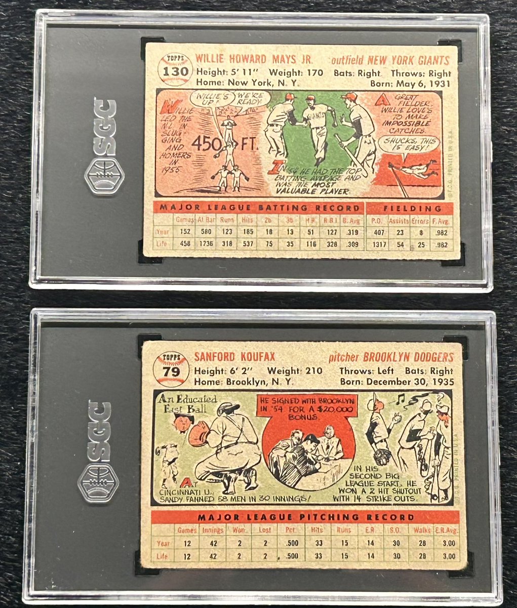 Pair of nice SGC 1's: Mays GB $175 shipped Koufax GB $175 shipped