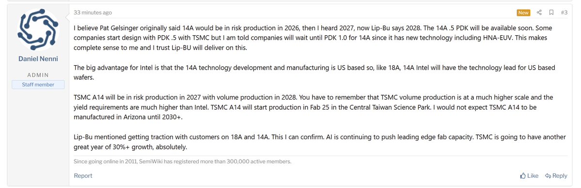 XYang2023's tweet image. $INTC

"I am told companies will wait until PDK 1.0 for 14A since it has new  technology including HNA-EUV. This makes complete sense to me and I  trust Lip-BU will deliver on this."

semiwiki.com/forum/threads/…