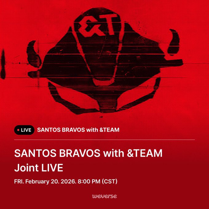 ( 📢 ) #NICHOLAS #YUMA #JO #MAKI จะ Weverse LIVE ร่วมกับ SANTOS BRAVOS ฉลองการเปิดตัวเพลง「KAWASAKI (&amp;TEAM Remix) 」🔥

📅 21 กุมภาพันธ์ 09:00(ไทย)
🔴 weverse.io/andteam/live/1…

#andTEAM #SANTOSBRAVOS #STBV_KAWASAKI_x_andTEAM