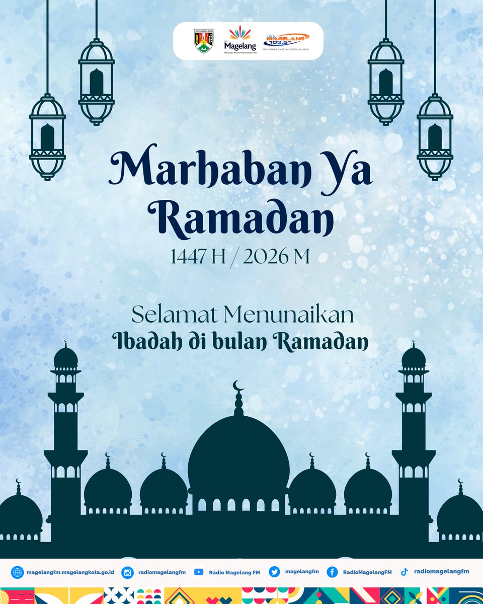 Marhaban Ya Ramadhan 🌙✨

Mari kita jalani bulan suci ini dengan saling mendukung dalam kebaikan. Semoga Ramadhan membawa kedamaian bagi kita semua.

#ramadan #marhabanyaramadhan #1447h 
#radiomagelangfm
#kotamagelang