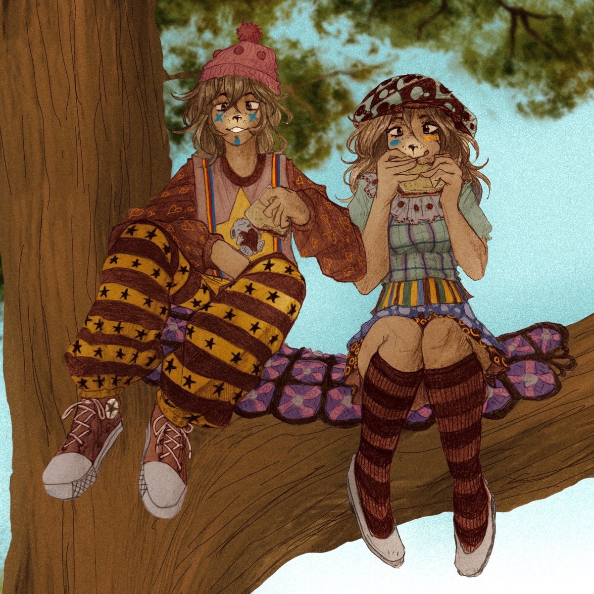 CocoR0mero's tweet photo. Enzo and Carmen behind the scenes of Godspell (1972)
.
.
#art #furry #furryart #thefourandonly #70s https://t.co/WD8cOzG4O8