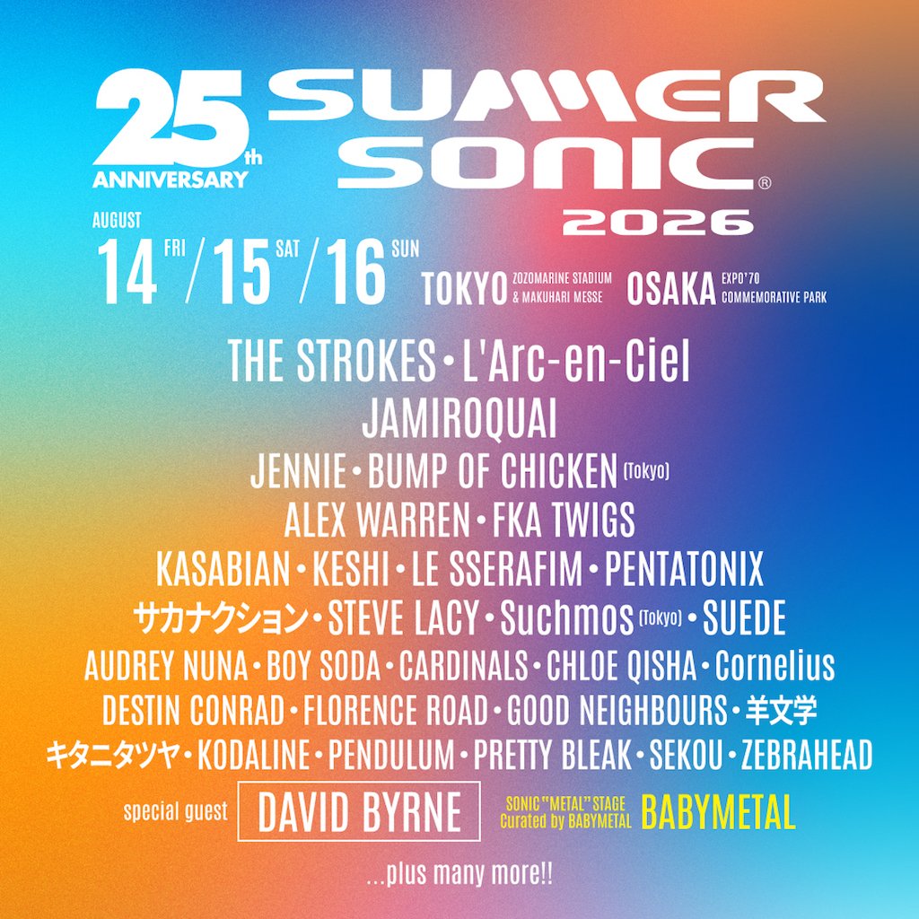 🔥25周年のサマーソニックに出演決定DEATH🔥
SONIC “METAL” STAGE ‒ Curated by BABYMETAL
としてステージをキュレーション！
summersonic.com

#サマソニ