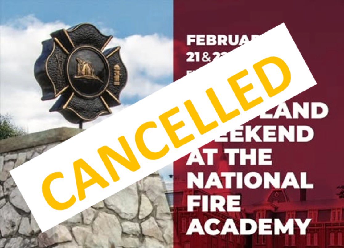 Please be advised that Maryland Weekend at the National Fire Academy, scheduled for February 21 and 22, has been cancelled due to the government shutdown.