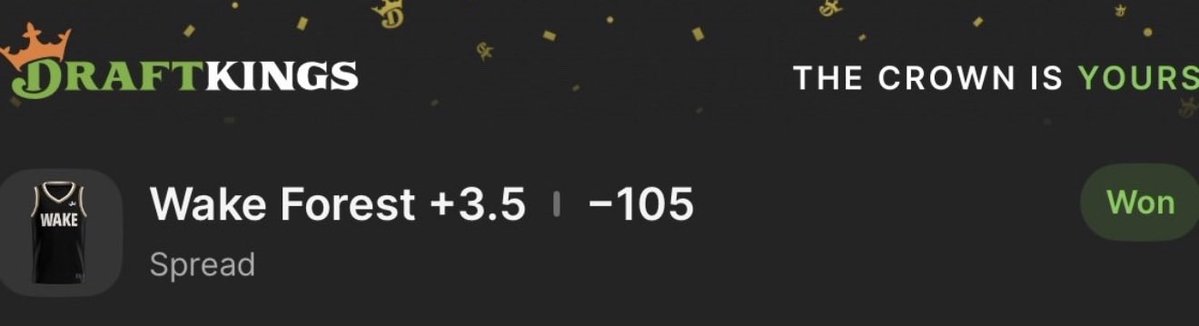 🔐Cash another NCAAB Single from <a href="/I_Neeed_M0NEY/">Rock</a> 

✅-105 Wake Forest +3.5 Spread

👉whop.com/wagerkingz