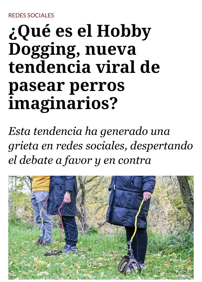 🚨🤡Los progres no se cansan de sorprendernos día a día con sus idioteces, primero con los trans 🏳️‍⚧️, luego con los Therian 🦊, ahora el Hobby Dogging es decir una bola de enfermos mentales que sacan a pasear a sus perros imaginarios 😂, vaya payasada.

Pues si no tienen perros