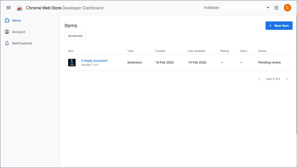 Conor_Code's tweet image. Just submitted X Reply Assistant for review on the Chrome Store🚀

Built the extension, deployed the backend, submitted to the store. All in 1 week.

I'll share the link once it's approved.
#BuildInPublic