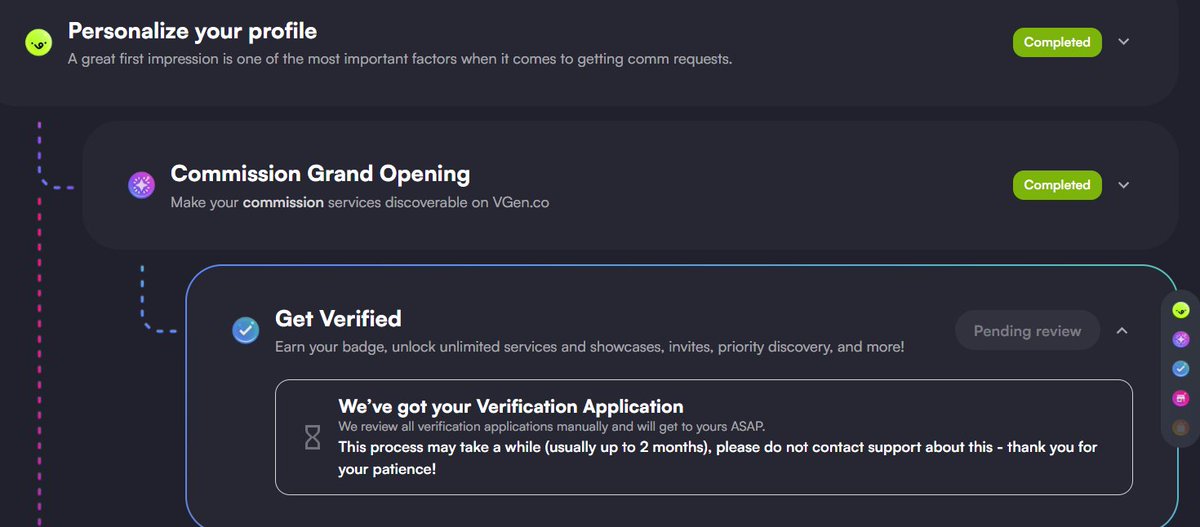 Finallyyy. I was able to claim verified! Please wish me luck, I hope it gets approved. I’ve seen some posts on the timeline about people getting their verification canceled, so I’m a bit nervous.

#VGen