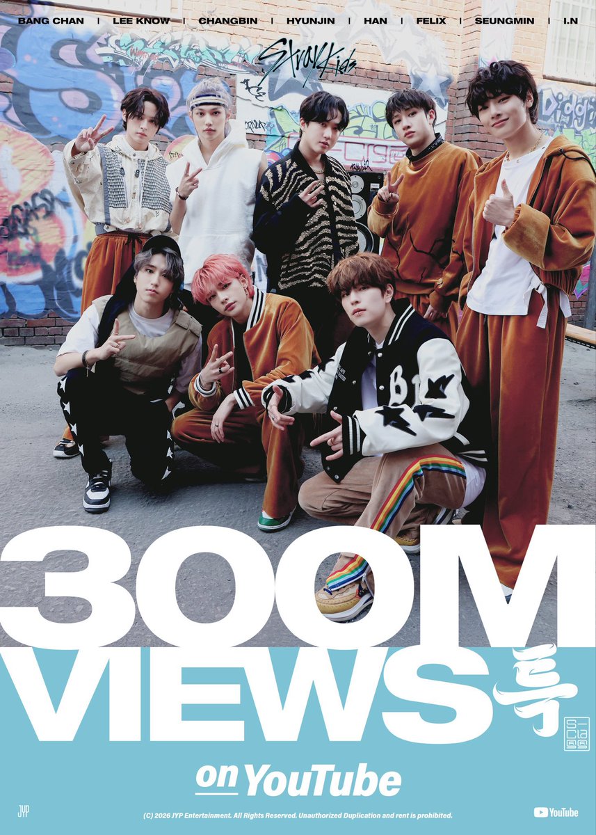 [🎬] 20260219

M/V เพลง “특(S-Class)” ของ Stray Kids 
⭐มียอดเข้าชมถึง 300 ล้านวิวแล้ว ⭐ 

ทะยานขึ้นสู่ 300M 💫
STAY คลาสก็ “สเปเชียล” สมชื่อเลยนะ 😉

youtu.be/JsOOis4bBFg

#StrayKids #스트레이키즈
#5_STAR
#특 #S_Class
#YouMakeStrayKidsStay