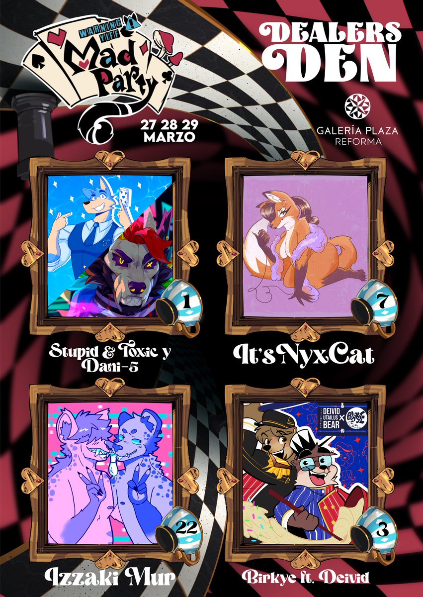 Y es momento de presentarles el primer combo de artistas que estarán presentes en nuestra 4ta edición de Warning Yiff: Mad Party! 

🍄<a href="/Stupidandtoxic/">Stupid & Toxic</a> @dani_5artwork
🐰<a href="/itsNyxCat/">Nyx 🔜 Yume Mayo 17 y 18</a> 
⏰@izzakimur
♣️<a href="/BIR_KYE/">乃工尺长ㄚ㠪 .... it's time 🎃👻</a> <a href="/deividutailus/">Deivid Utailus Bear</a> 

pridemxtickets.com/otros/warning-…

⬆️🎟️✨🎟️✨⬆️🎟️🐾⬆️