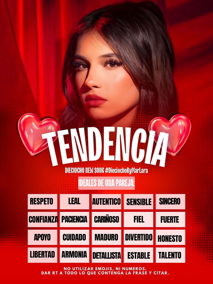 🚨TENDENCIA🚨
 HILO 8

⭐Frase: DIECIOCHO NEW SONG
#DieciochoByMarLara 

🏁OBJETIVO: Responde cada hilo según la temática del edit. 
⏰8:30 P.M dirígete a <a href="/MarlarateamCh/">MarLaraTeam Chile🇨🇱</a>
🚫No emojis, números. 
✅Da RT

Tema en Spotify 👇🏼
open.spotify.com/track/6hEyKkr5…