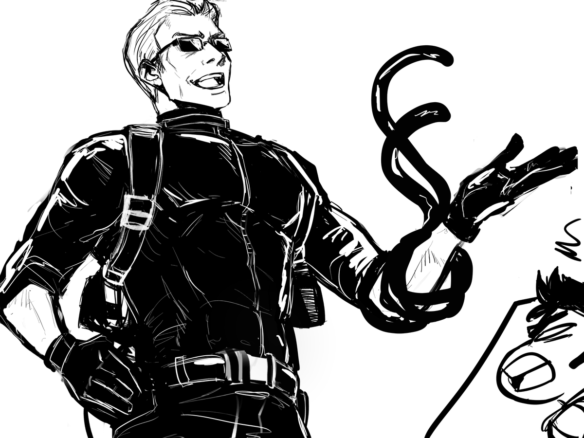 skelesass's tweet image. he's been monologuing for five minutes: a doodle
#ResidentEvil #RE5 #AlbertWesker #ChrisRedfield #sketch