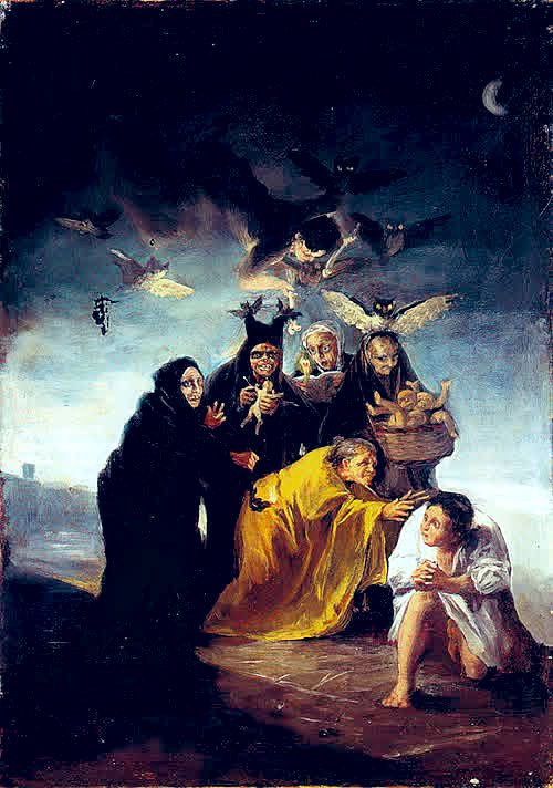 Francisco Goya, The Incantation, c. 1797-98, oil on canvas via Lázaro Galdiano Museum, Madrid.