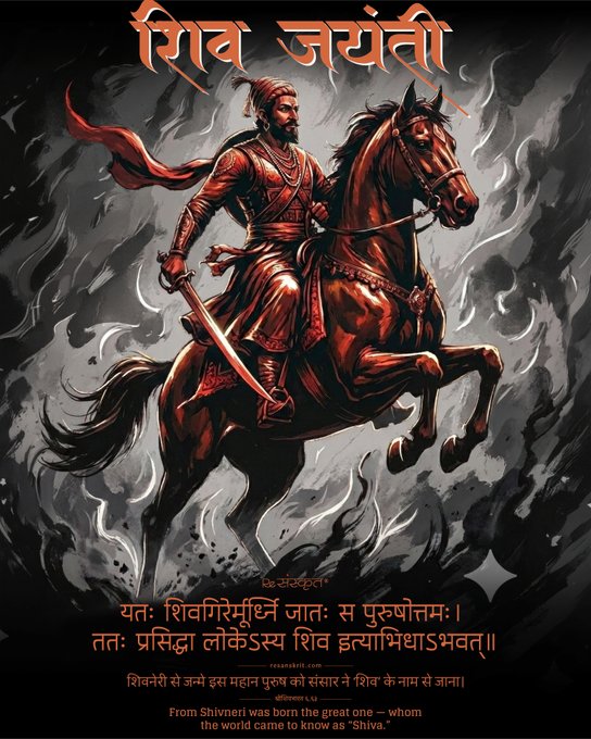 सनातन संस्कृति के अप्रतिम रक्षक, राष्ट्रधर्म के उपासक,  'हिंदवी स्वराज' के संस्थापक छत्रपति शिवाजी महाराज की जयंती पर उन्हें कोटि-कोटि नमन-------