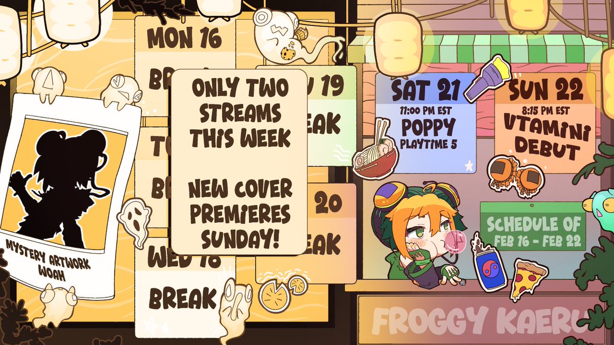 Only two streams this week but more than two surprises!!! FIRST Lore Animatic!! SECOND Froggy Cover!!! And more fun times to share on sunday for our 1 hour Group Debut Stream! Don't miss it~ #vtuber #vtamini