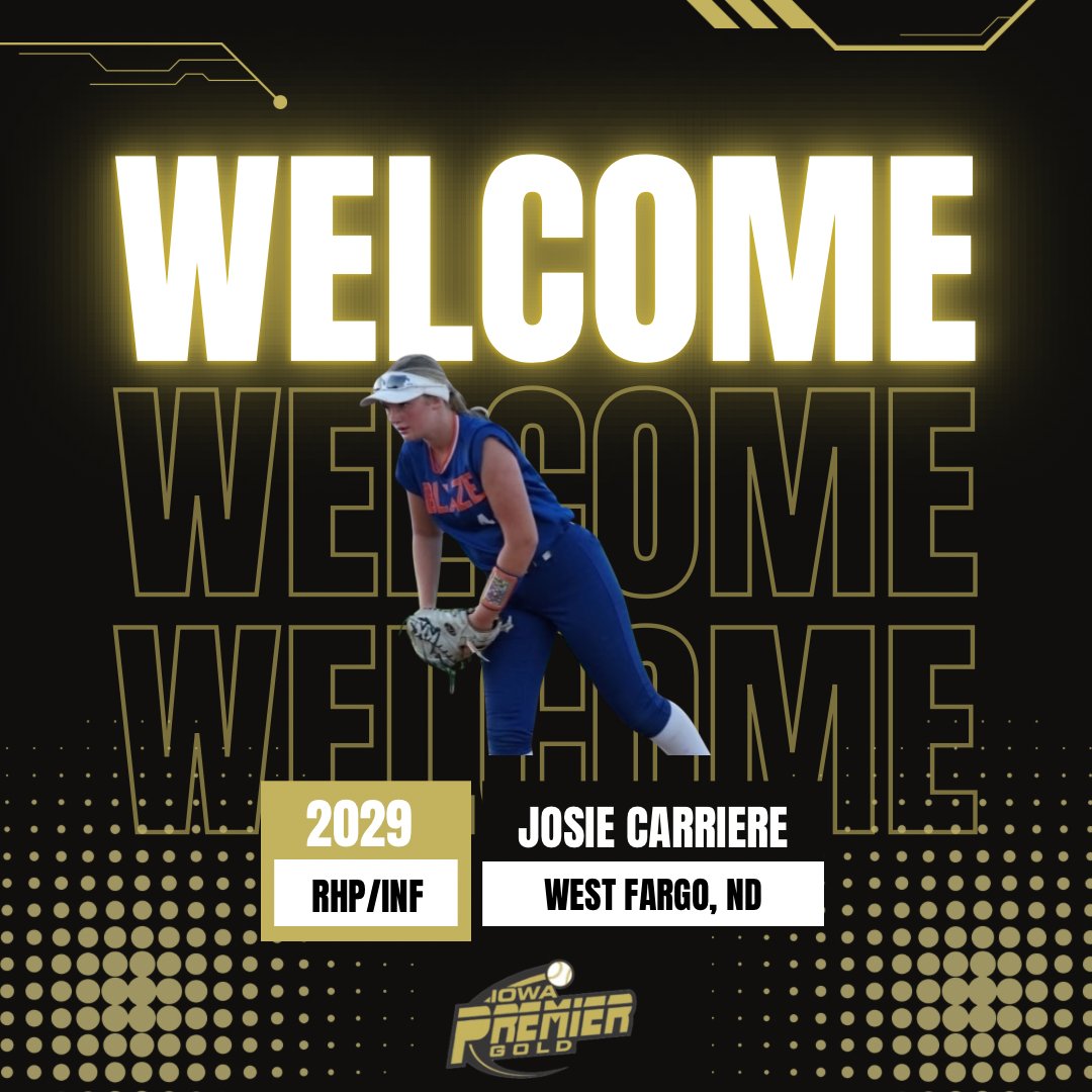 IowaPremierFP's tweet photo. THE GREAT NORTH HAS SENT US ANOTHER!!!!!  Iowa Premier's National program welcomes the best young arm in North Dakota! Bring on @JosieCarriere44 !! Another Fargo, ND product in 2029 that bolsters our 14U group in the circle!! #THENEXTBERG! Excited for her 2026!! #IPFLIFE🖤💛🖤💛 https://t.co/qJpVtR2O4q