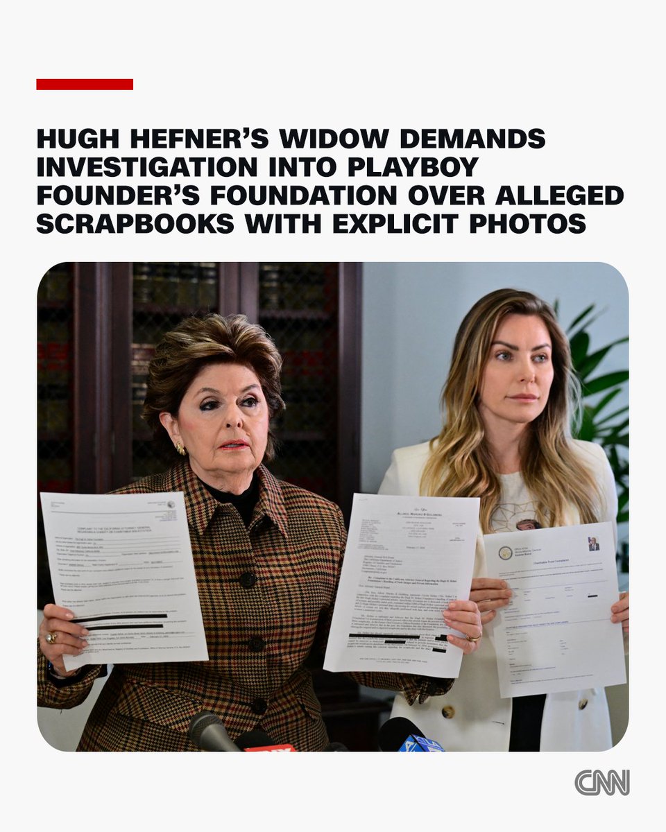 The widow of “Playboy” founder Hugh Hefner has called for an investigation into her late husband’s foundation, which she alleges possesses his personal scrapbooks and diary containing troves of highly sensitive information and explicit photographs of women and, “possibly,”