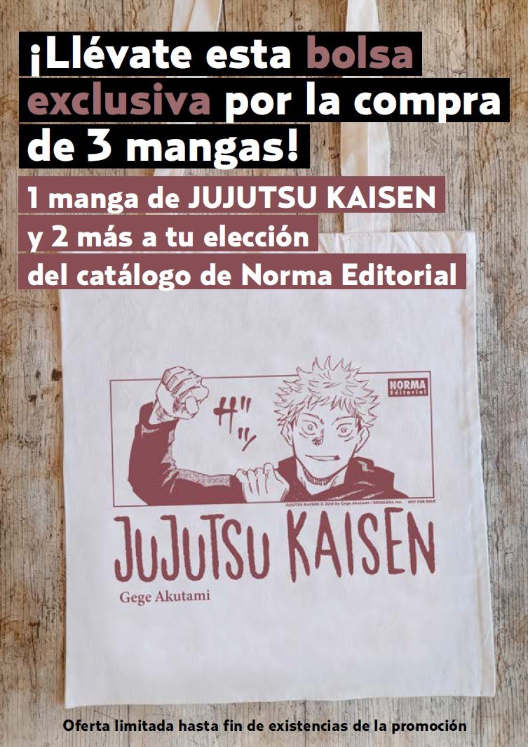 Vengo con unas dudillas sobre la tote de Jujutsu, ¿podríais resolvérmelas <a href="/NormaEdManga/">NormaEdManga</a> ? ^^

¿A partir de cuando se puede conseguir? ¿Es solo en librerías o en webs también está disponible? Si es solo en librerías, ¿hay una lista de estas?

Muchas gracias de ante mano 😁