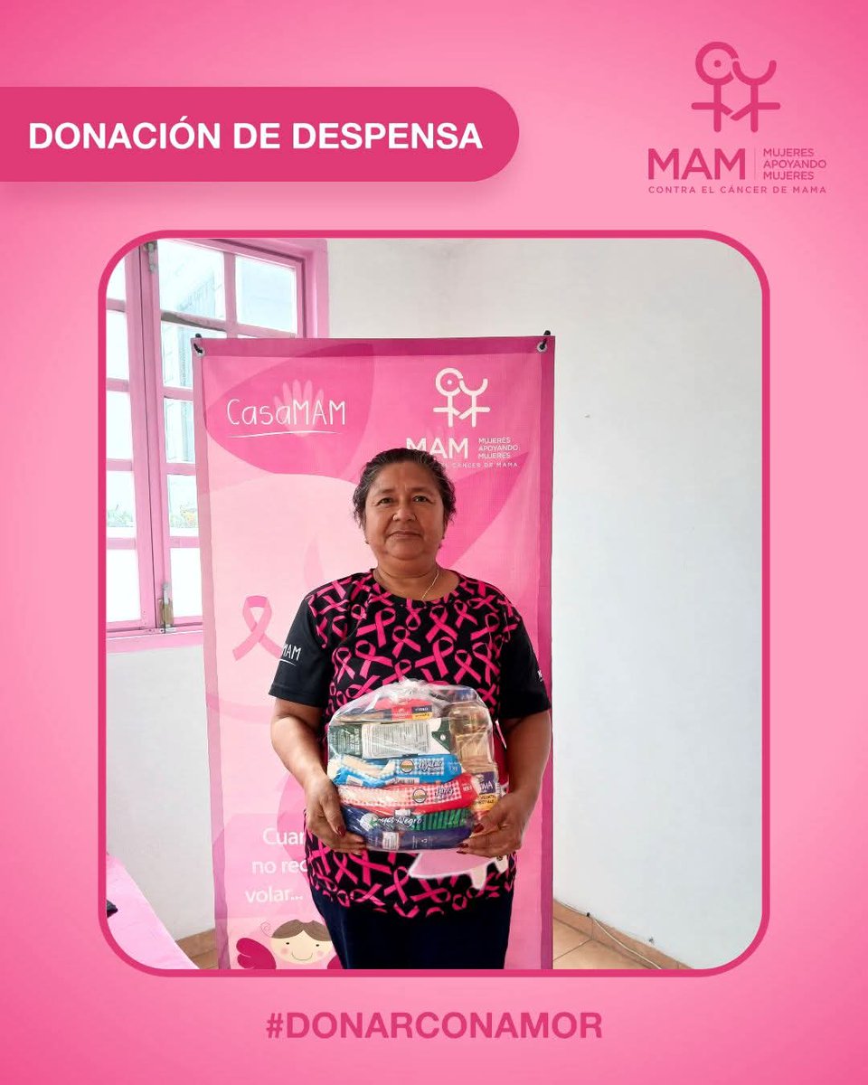 En #CasaMAM seguimos trabajando por dar un apoyo digno a nuestras beneficiarias, con la donación de despensa balanceada, cada bimestre podemos aportar un poco más a sus hogares. 👏🩷

#CáncerDeMama #JuntasSomosMásFuertes #DonarSalvaVidas