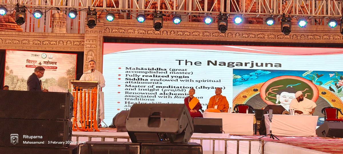 clcdu's tweet photo. Dr. Stanzin Chostak was invited as a resource person to the Sirpur Heritage Festival 2026 (1-3 February) organised by the Sirpur Special Area Development Authority, District-Mahasamund,Govt.of Chhatisgarh.He spoke on the 'Ecological implications of Arya Nagarjuna's Philosophy.' https://t.co/rkDWRRZaVU