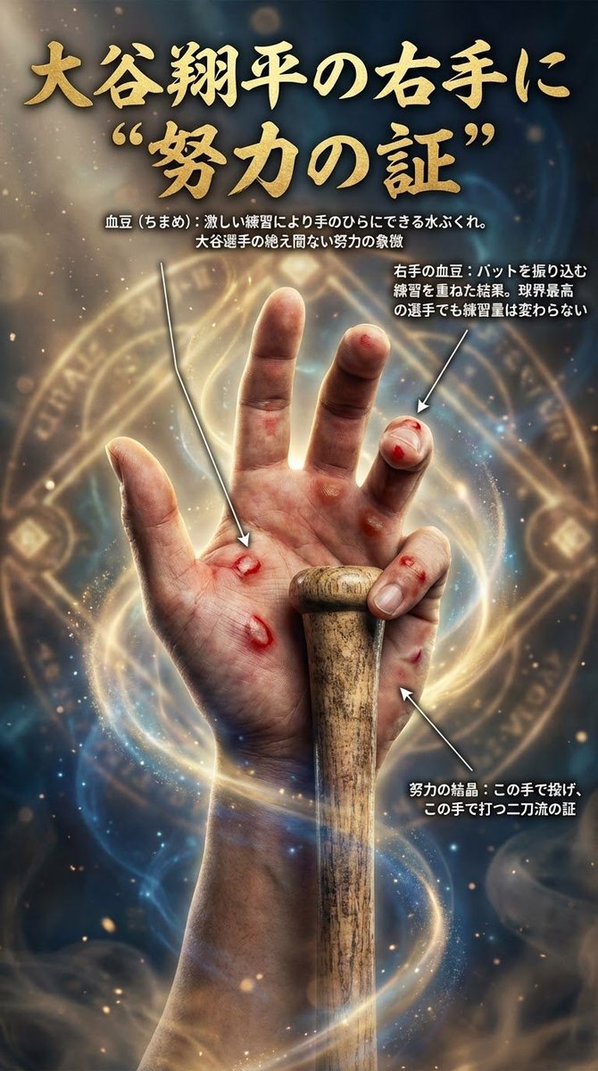 大谷翔平の右手に