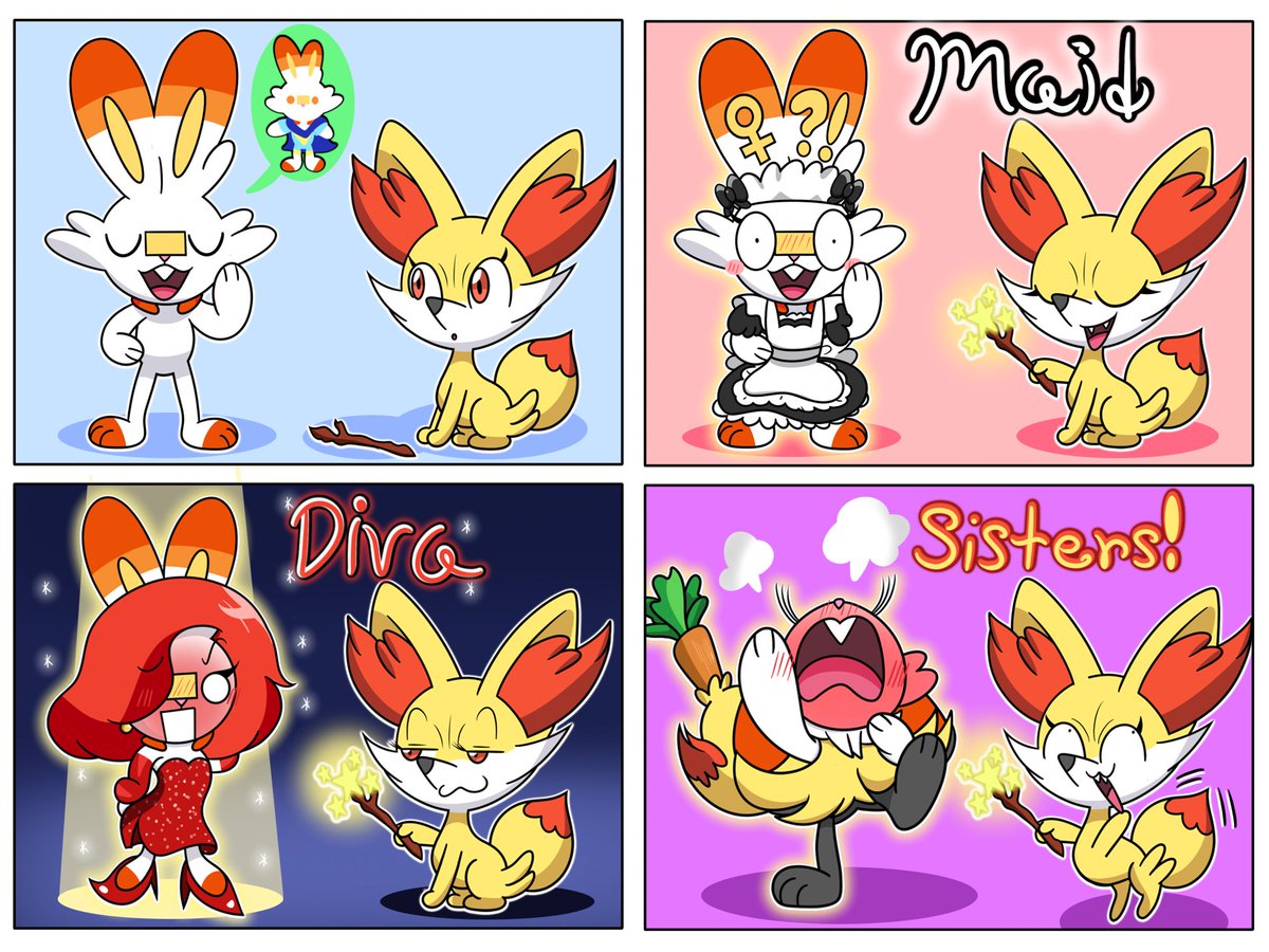 StrikertailCs's tweet image. Late day 17 of Pokeruary! Scorbuny asks Fennekin to use her magic to make him a superhero! Fennekin has a much more fabulous idea though! #fennekin #scorbunny #pokemon